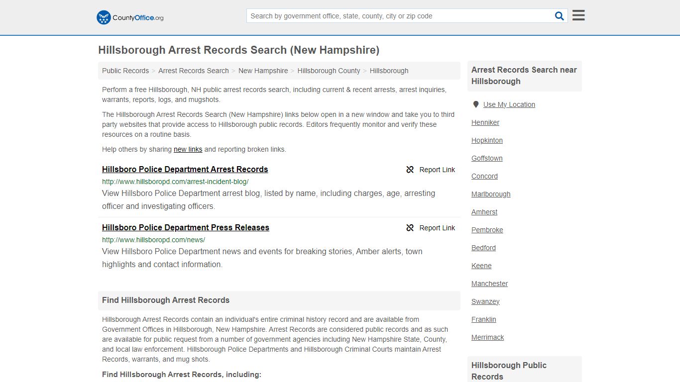 Arrest Records Search - Hillsborough, NH (Arrests & Mugshots)